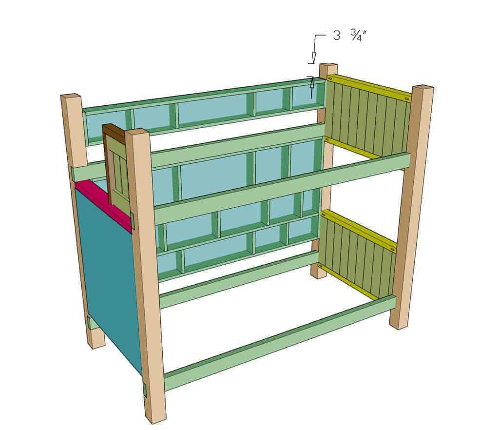 attach back shelf to bunk bed