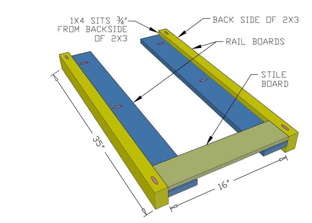 attaching upper panel of DIY Bunk Bed