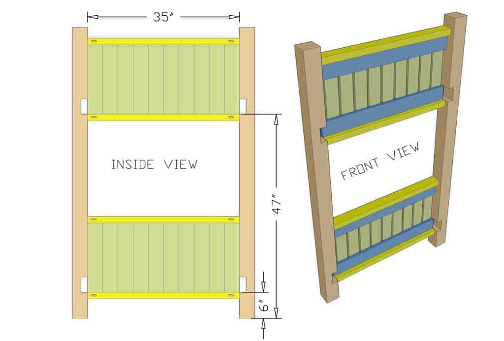end panel of DIY Bunk Bed