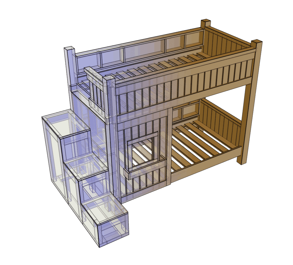 DIY bunk bed with stairs