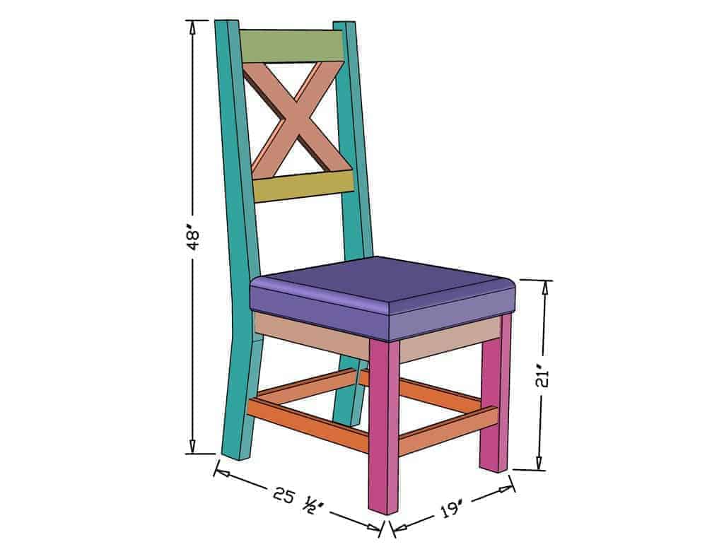 DIY Farmhouse Chair dimensions