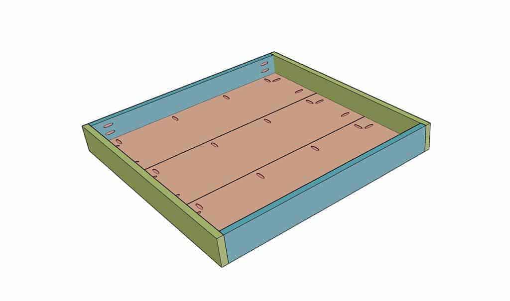 middle section of the DIY Square Coffee Table