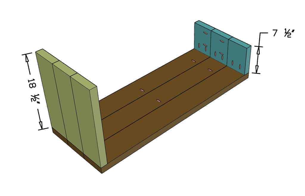 bottom section for DIY Shoe Rack Bench