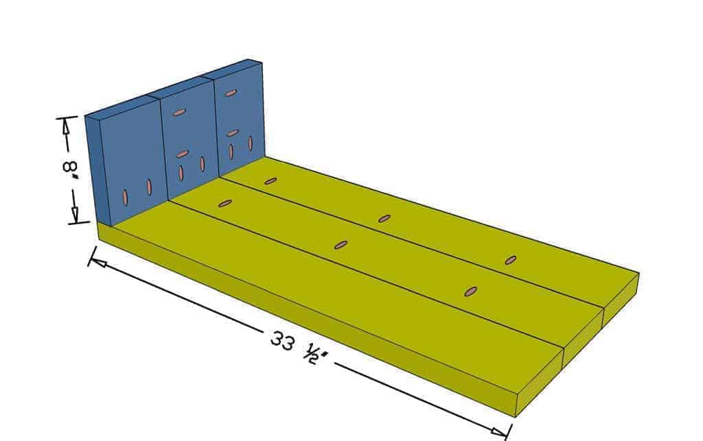 middle section of the DIY Shoe Rack Bench