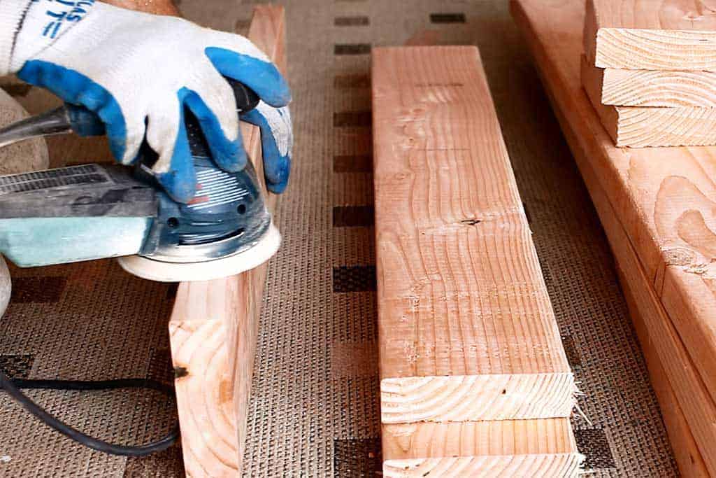 sanding boards for DIY Shoe Rack Bench