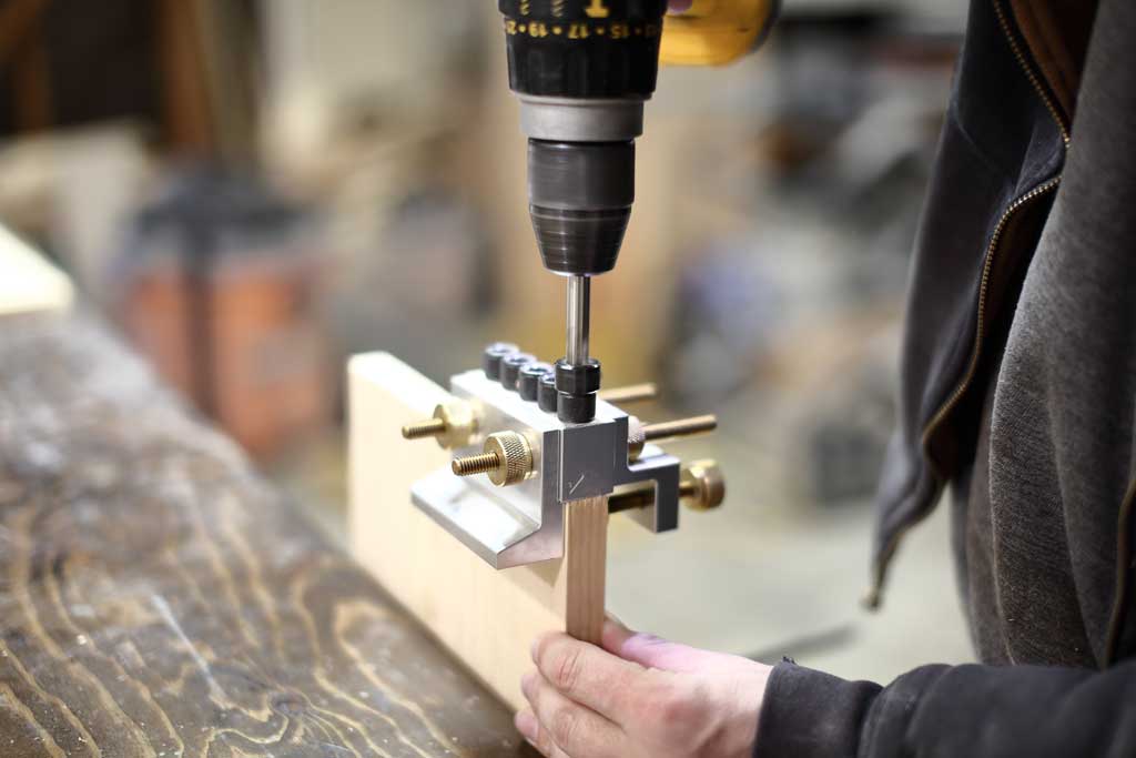 Drilling holes with a Dowelmax for DIY Offsetting Shelf