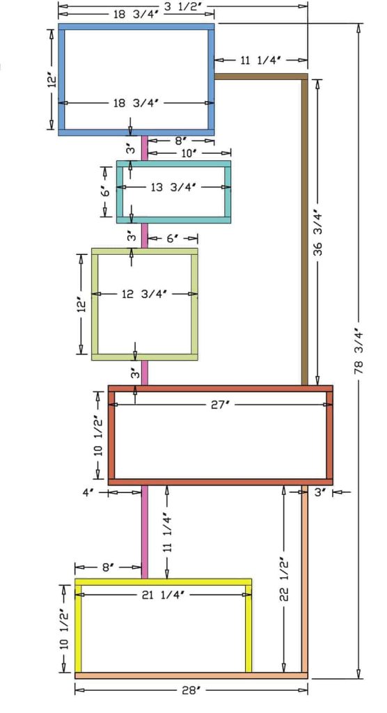 DIY Offsetting Bookshelf dimensions
