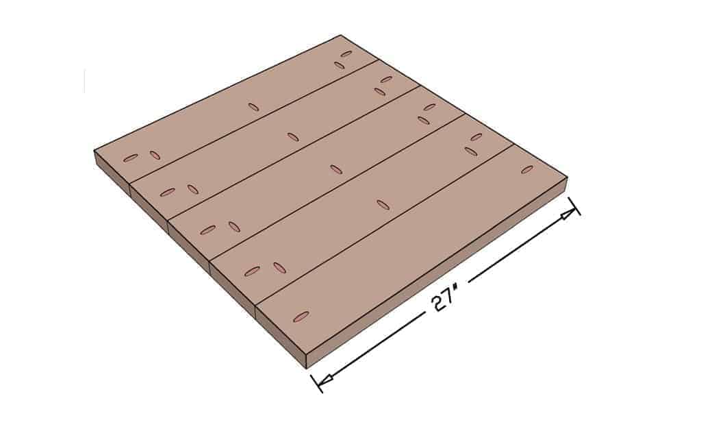attaching top boards for DIY Kids Table