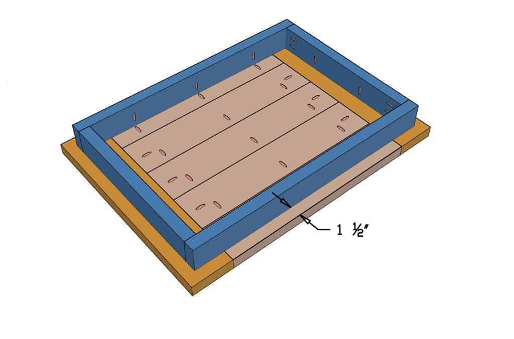 attaching framing to table top of the DIY Kids Table