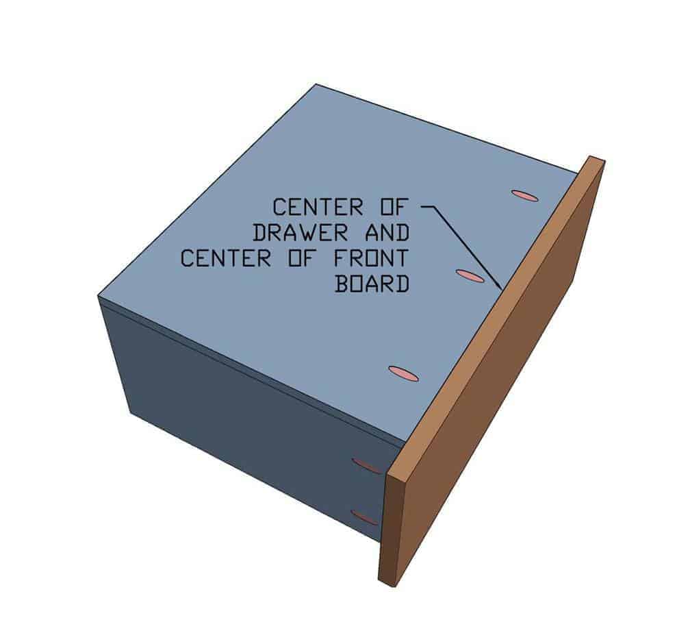 attach front board of the drawer box