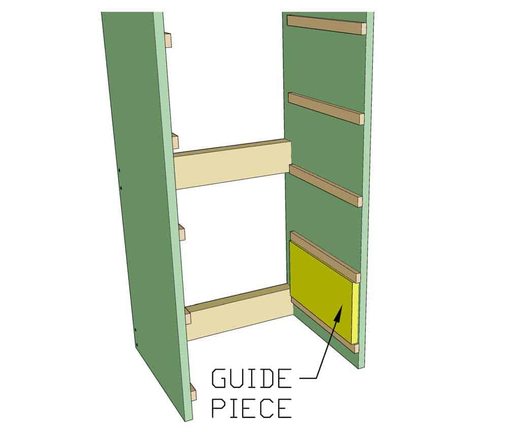 attaching drawer rails for DIY closet organizer