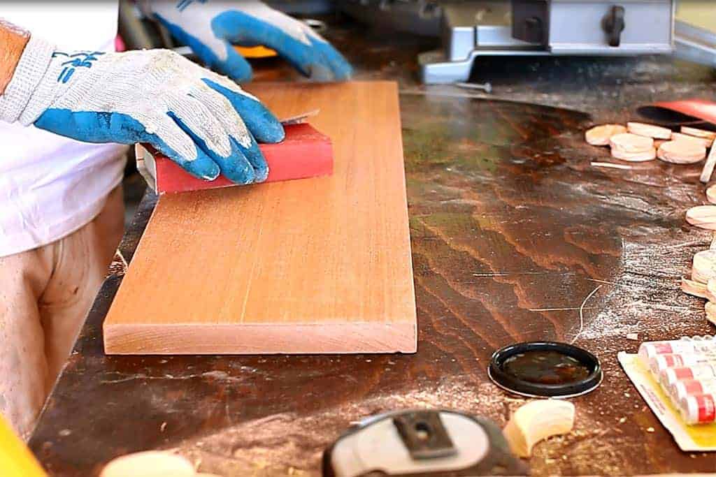 sanding the DIY Family Calendar Board