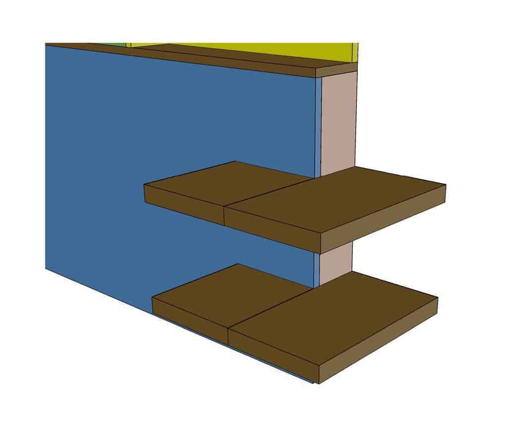 two shelves of the DIY Kign Size Headboard