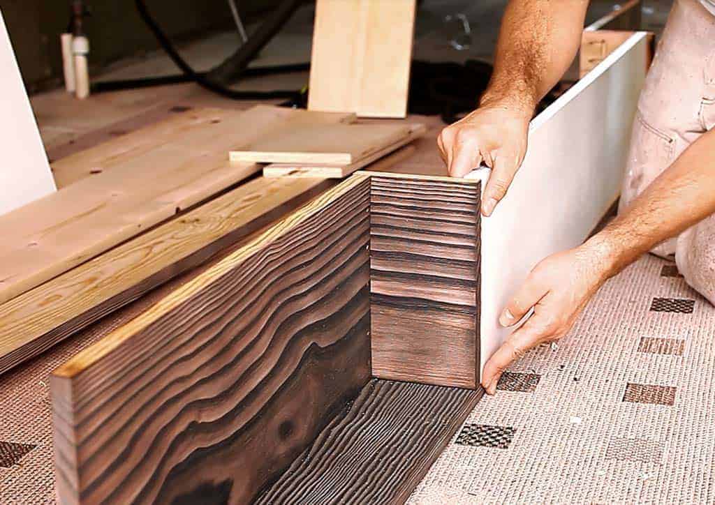 attaching shelf boards for the DIY Kign Size Headboard