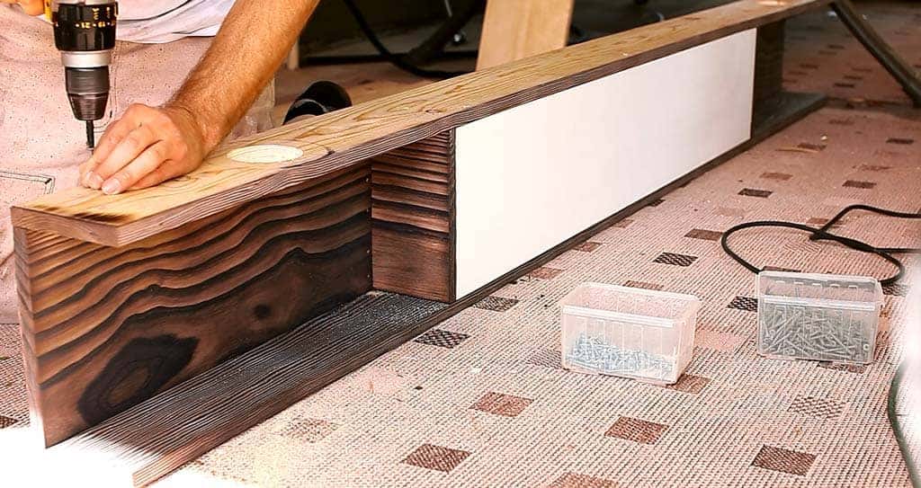 middle section with lights for the DIY Kign Size Headboard