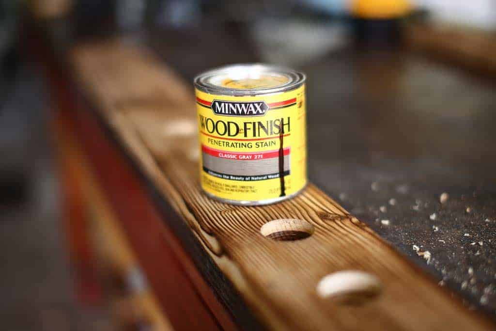 staining DIY Wooden Table Centerpiece