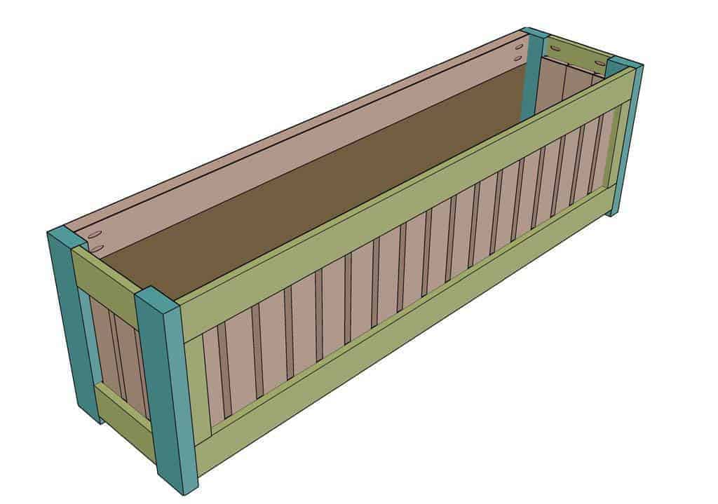 attach chamfered boards to DIY Corner Storage Bench