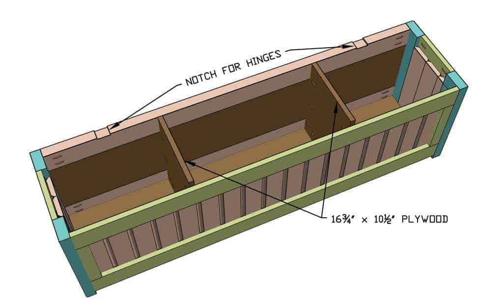 install dividers for the DIY Corner Storage Bench