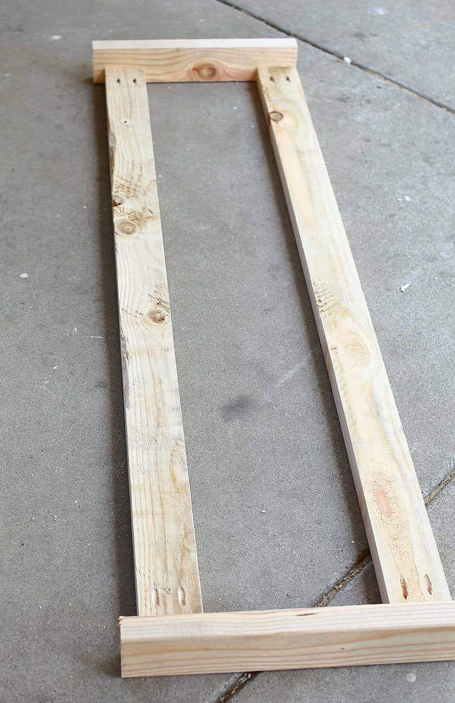 back frame of the DIY Corner Storage Bench