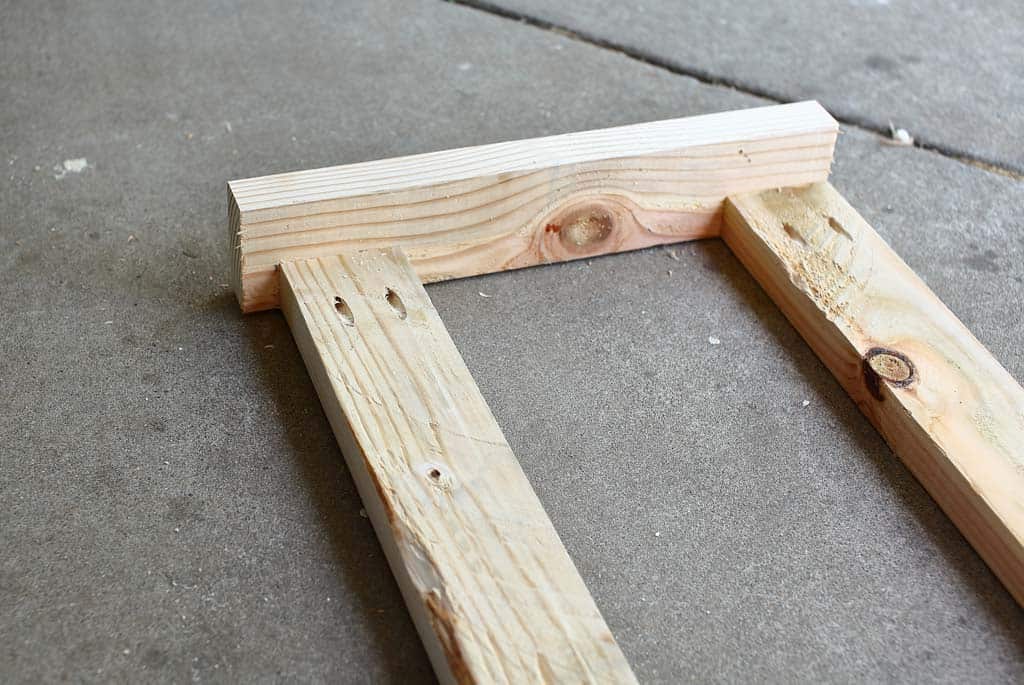 front frame of the DIY Corner Storage Bench