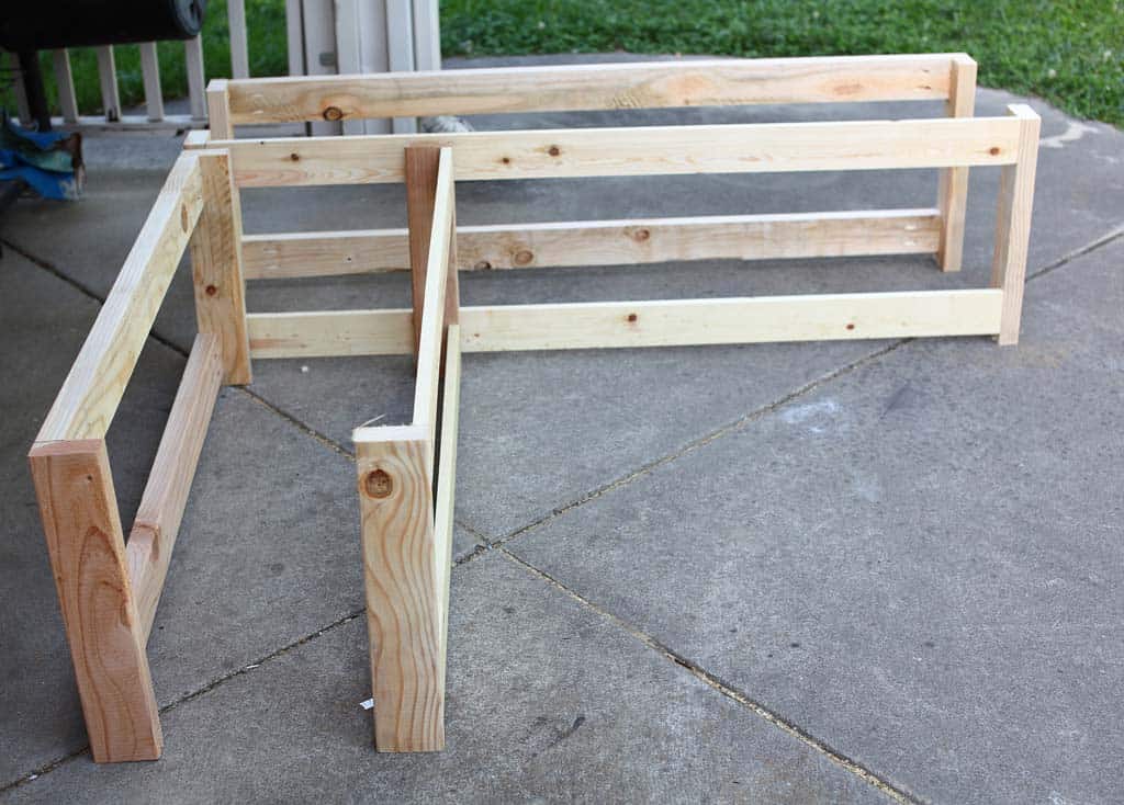 frame for the DIY Corner Storage Bench