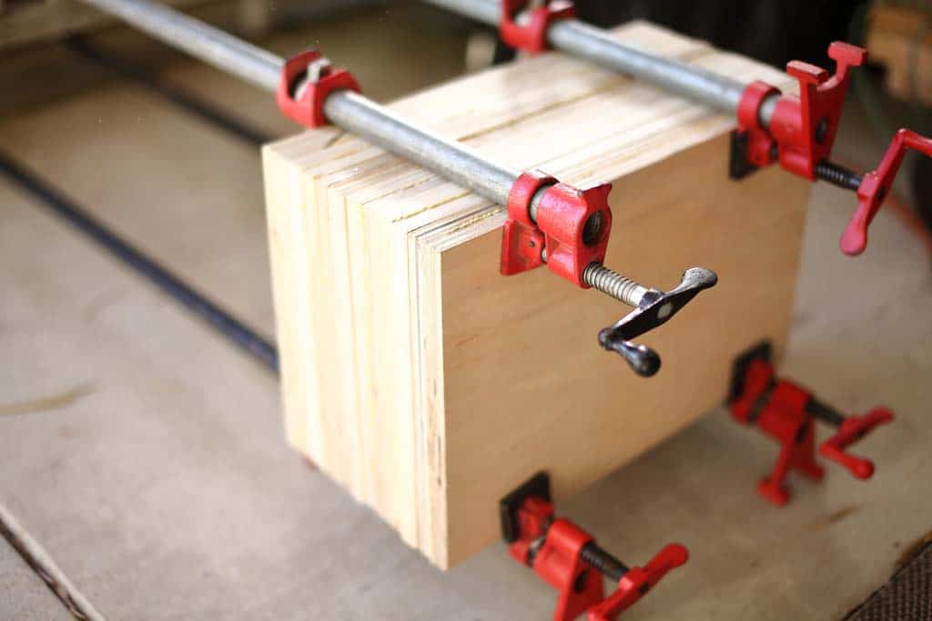 gluing plywood boards together