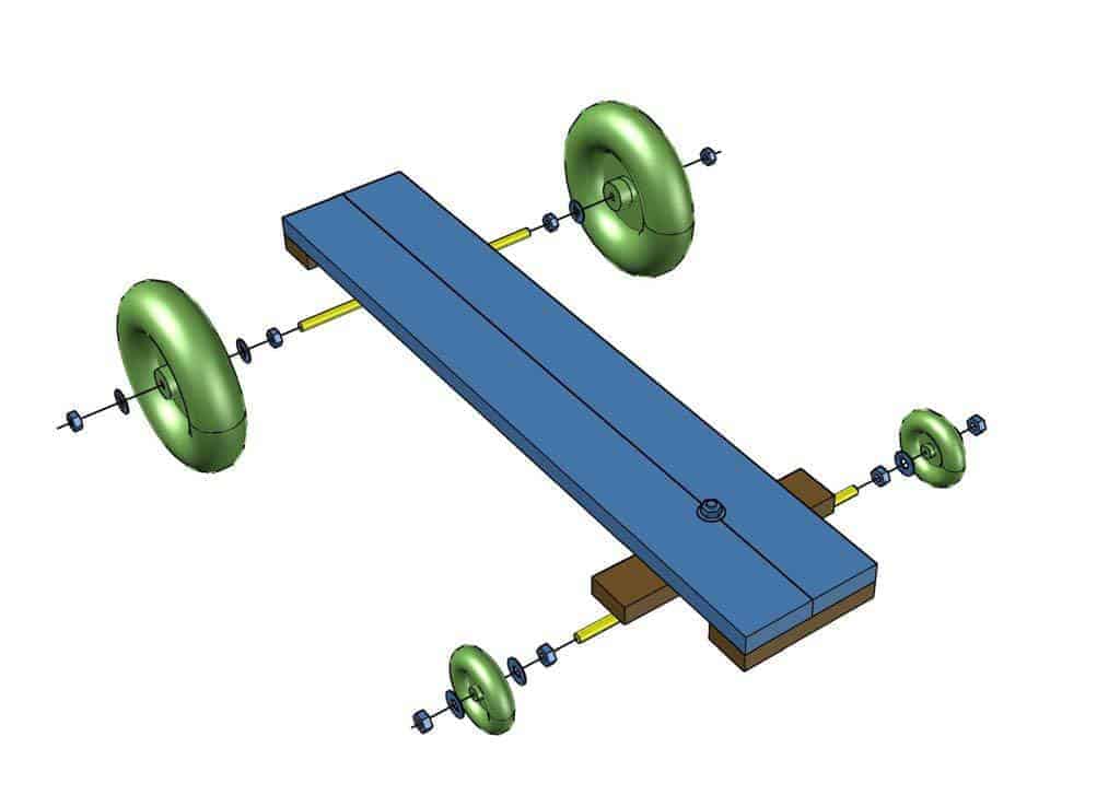 attach wheels for DIY Wood Go-Kart