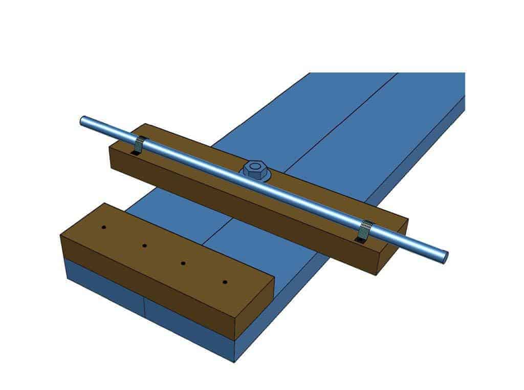 attach threaded rod to steering of DIY Wood Go-Kart