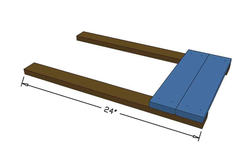 attach planks to back sticks of the DIY Mail and Key Organizer