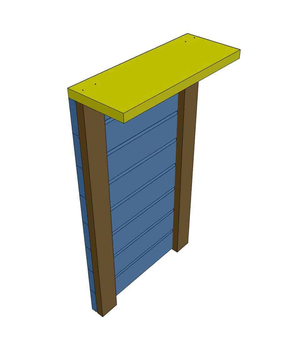 attach the top piece to the DIY Mail and Key Organizer