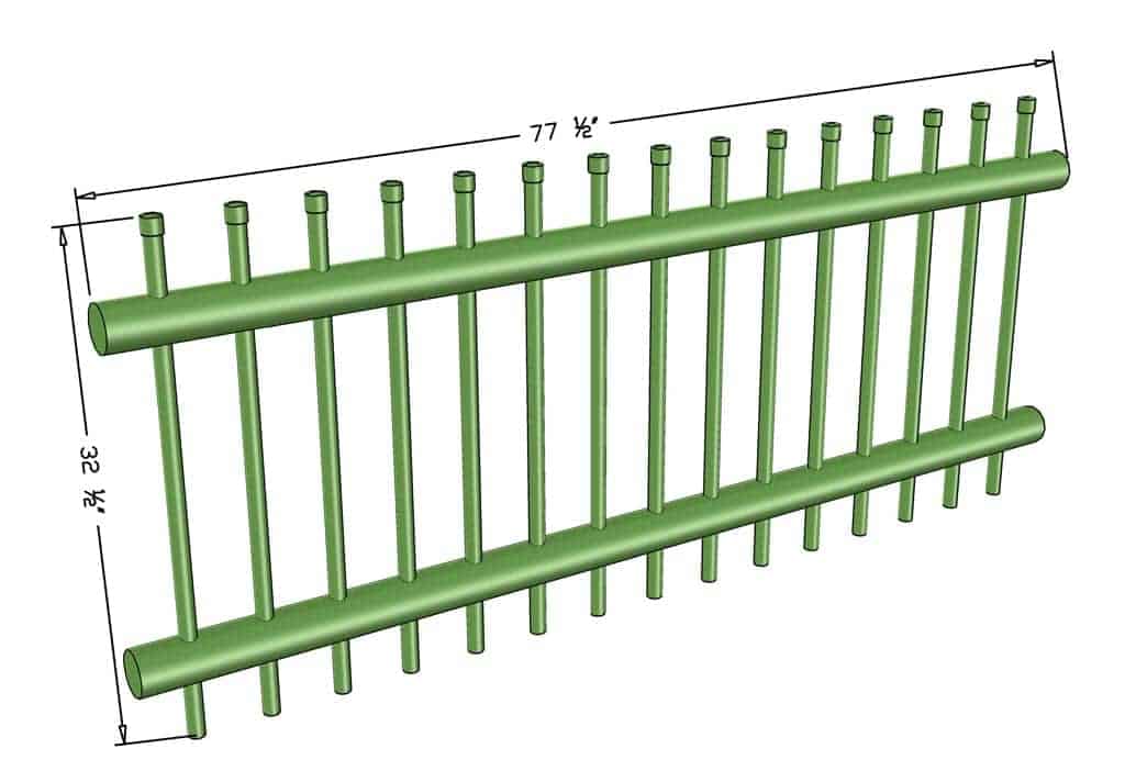 DIY PVC Pipe Patio Railing dimensions