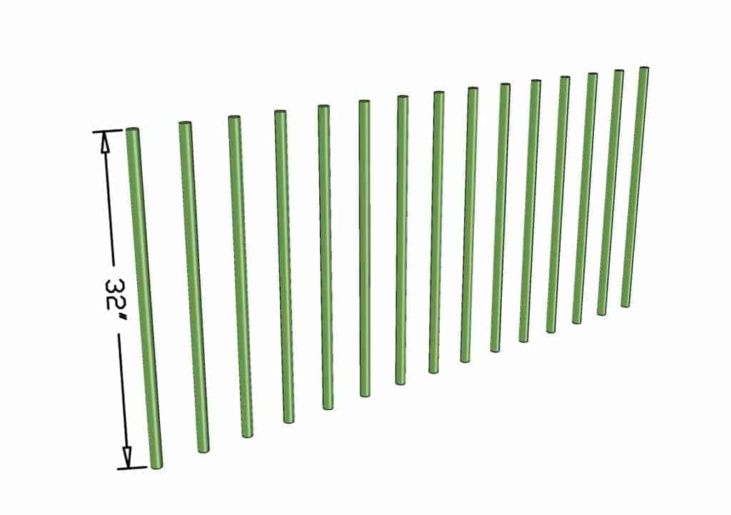 cutting picket pipes for DIY PVC Pipe Patio Railing