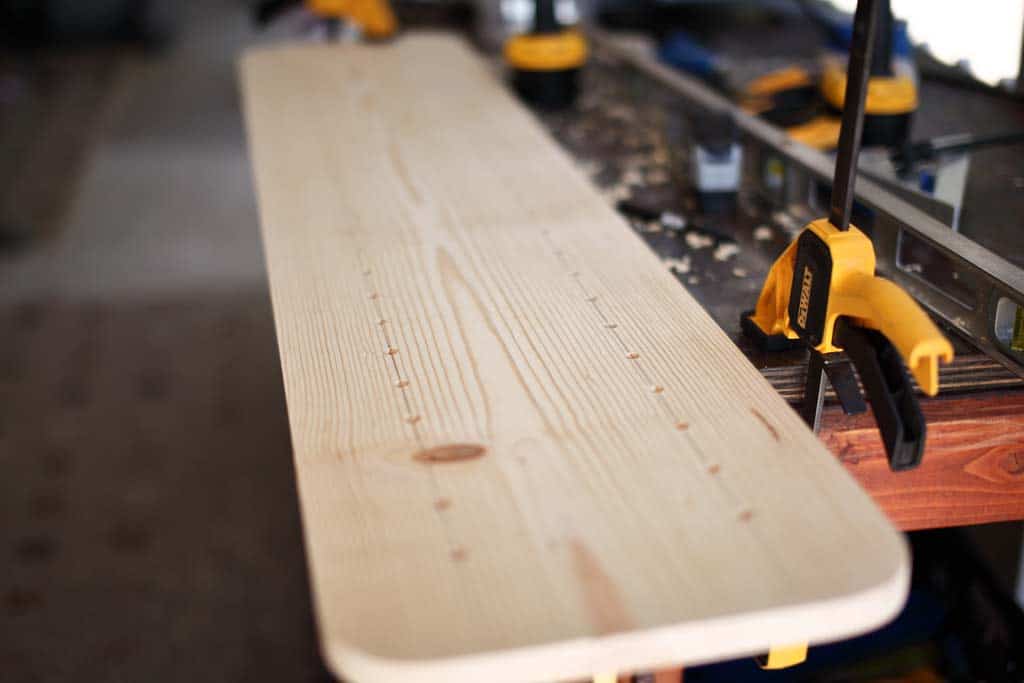 board with holes for DIY Cornhole Scoreboard