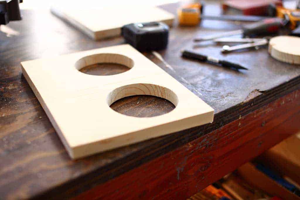 cup holder board for DIY Cornhole Scoreboard