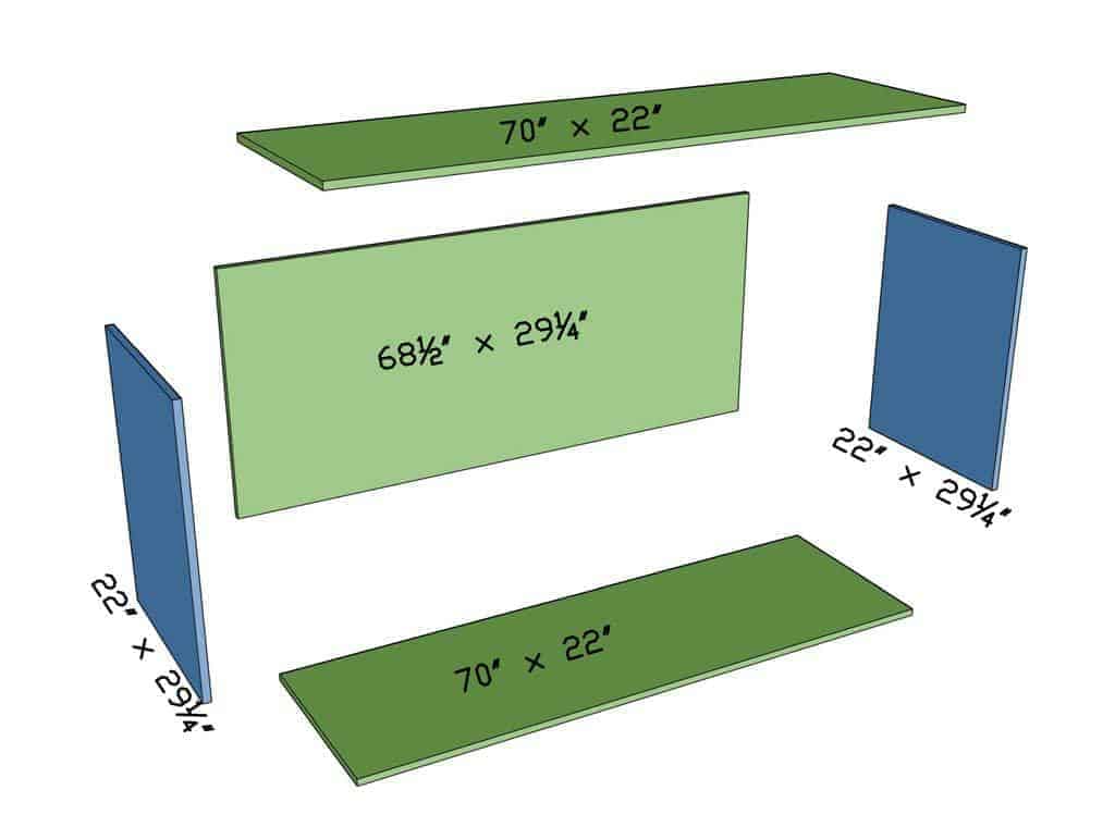 cutting top, bottom back and side boards for DIY 6 Drawer Dresser