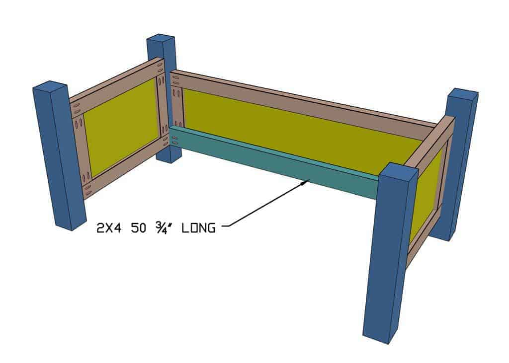 installing 2x4 frame slat support for DIY Toddler Bed