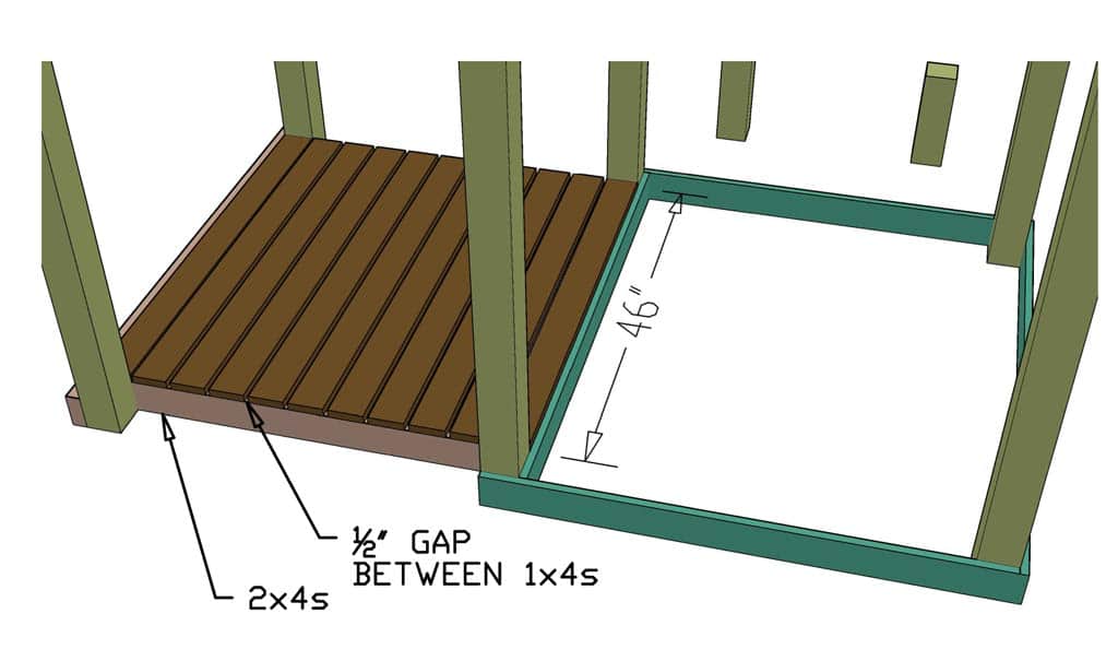 wood boards on the floor for the DIY Backyard Playground