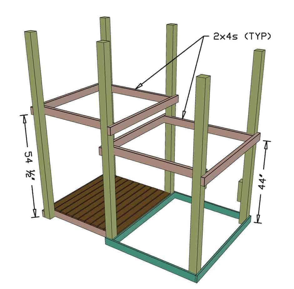 supports for the floor of the DIY Backyard Playground