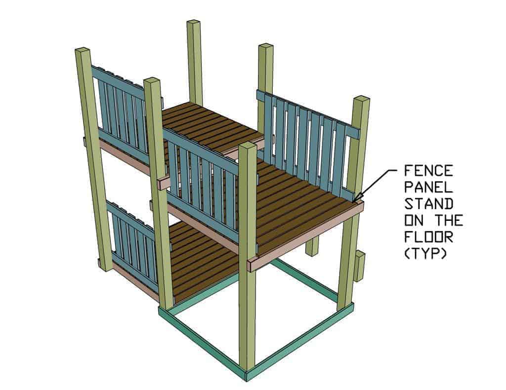 installing floor supports for the DIY Backyard Playground