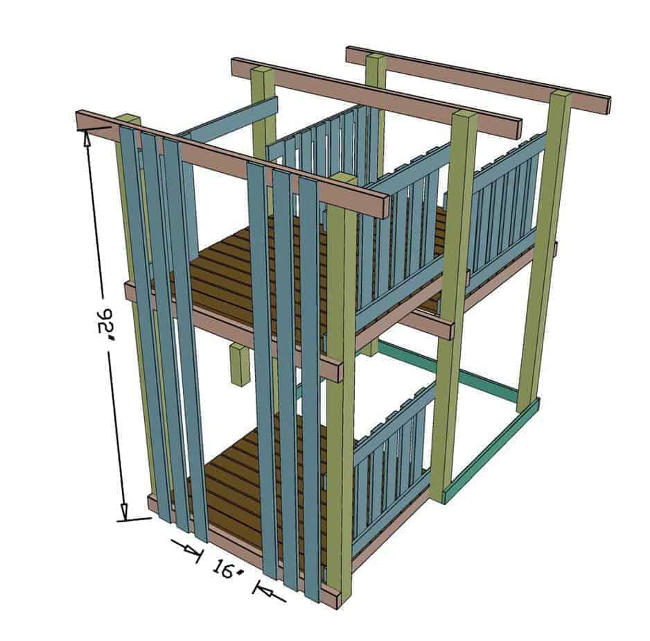 attaching 1x4 to the DIY Backyard Playground