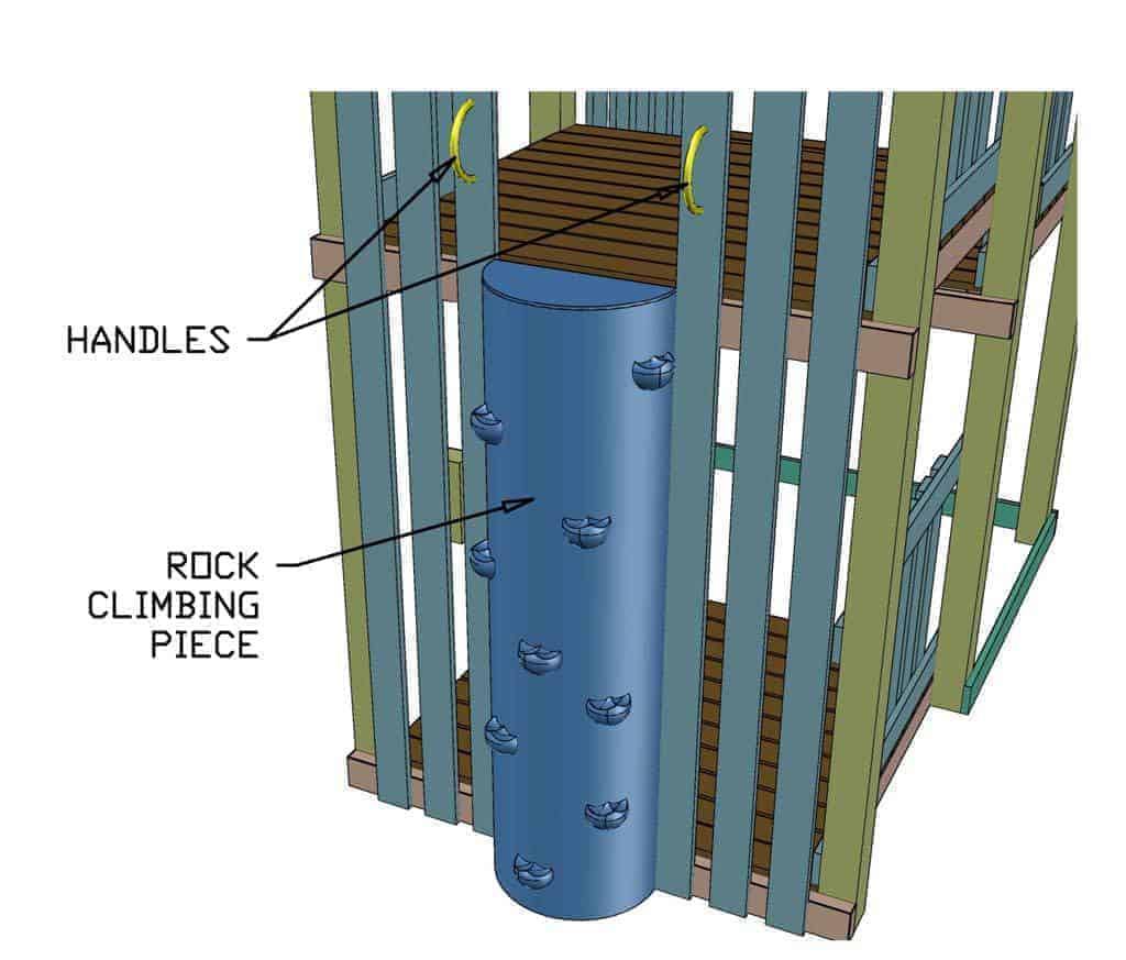 attaching rock climbing to the DIY Backyard Playground