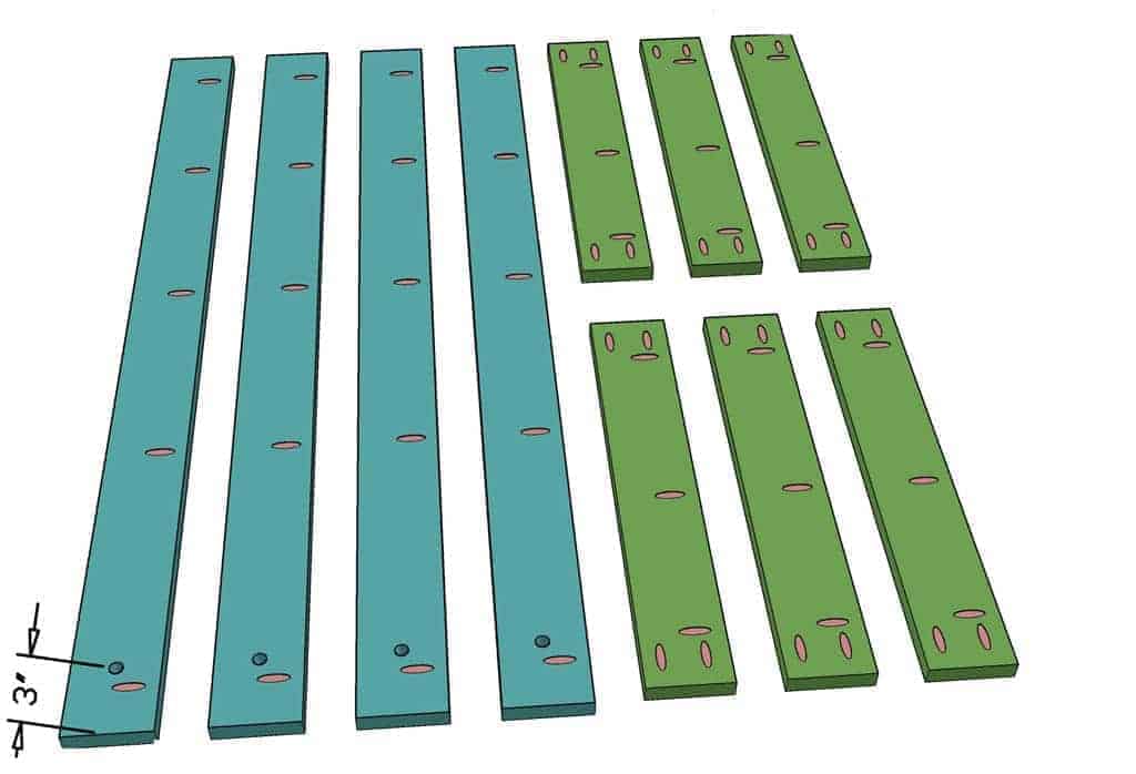 drilling pocket holes in the frame boards of the DIY Cornhole Boards