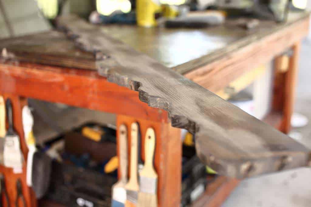 staining live edge board