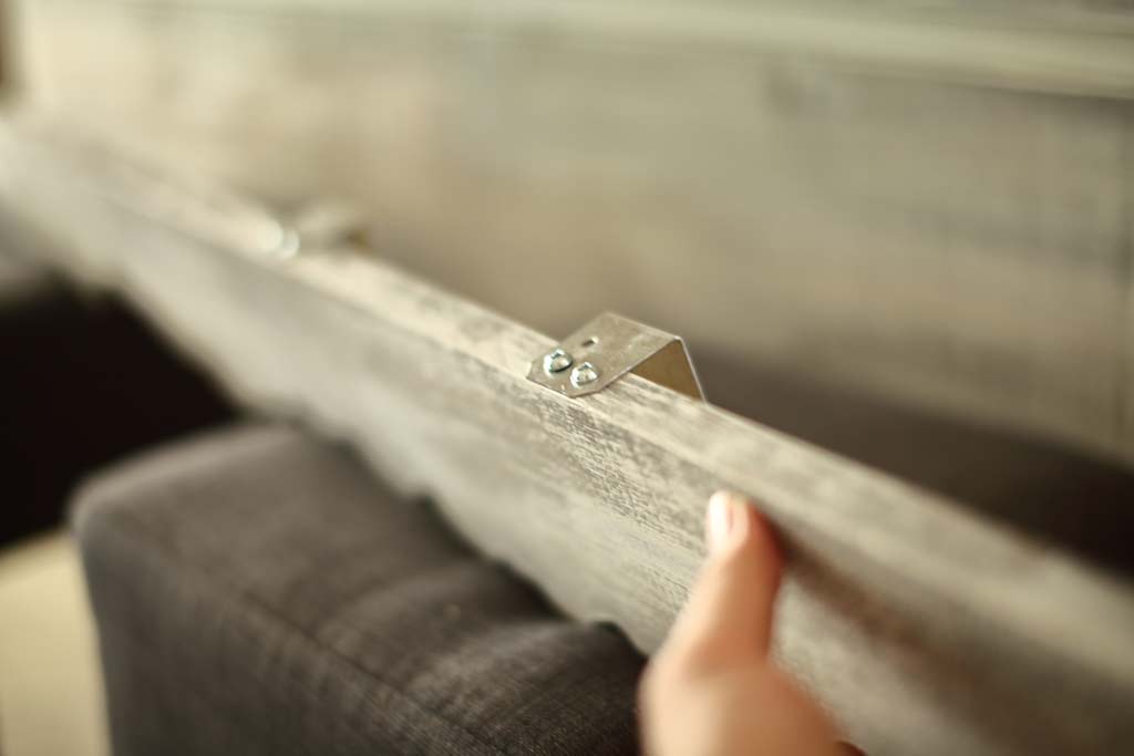 attach simpson angle to DIY Live Edge Mirror