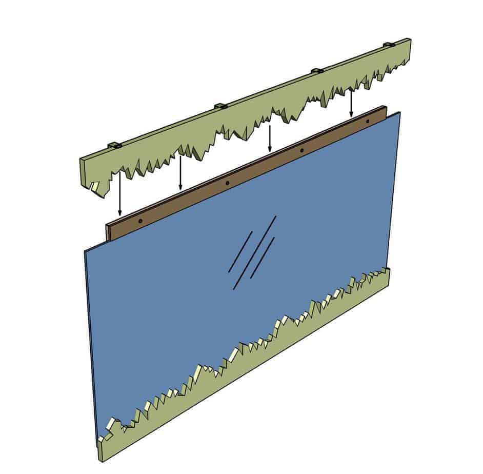 attaching the top piece of the DIY Live Edge Mirror