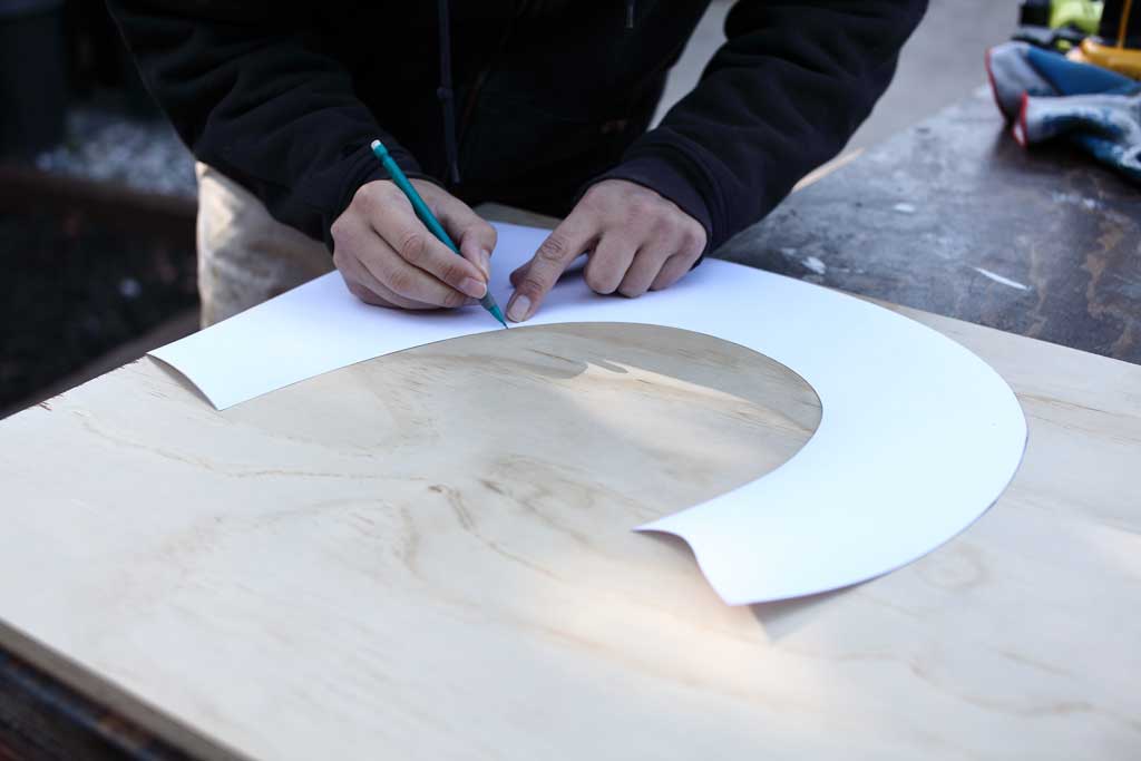 tracing over the template for DIY Fruit Storage Container