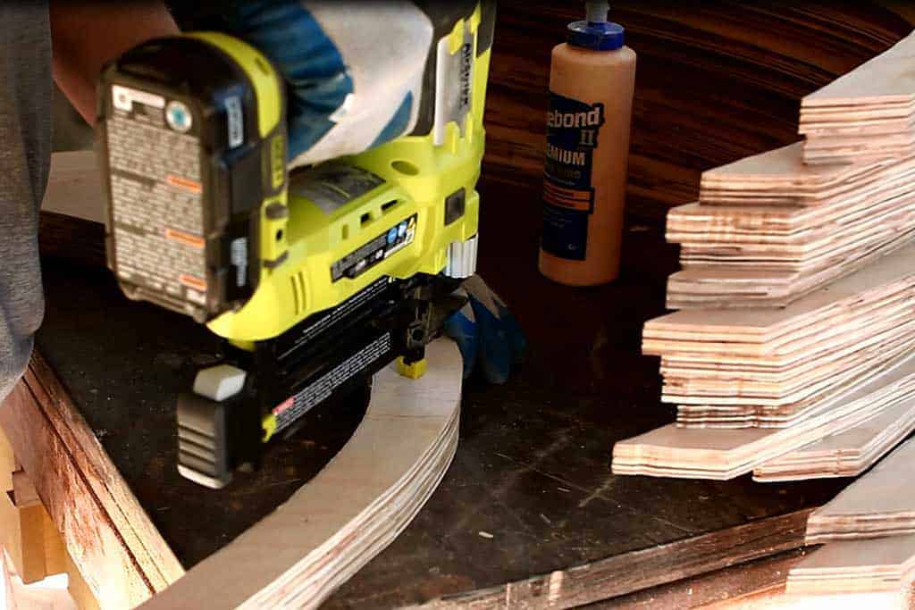 using nail gun to attaching legs togher