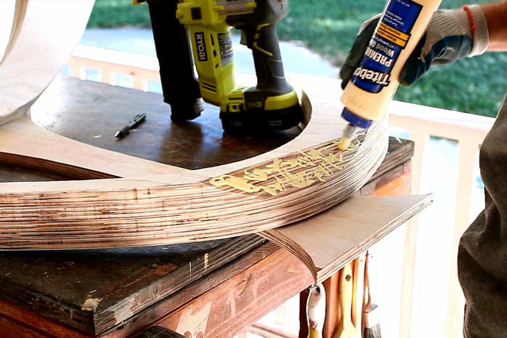 applying glue on curved leg