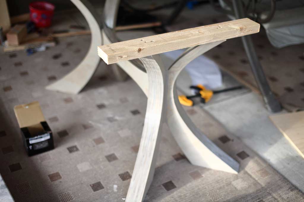 attaching 2x4 support on top of legs