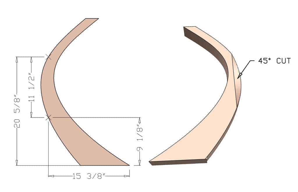 trimming leg at 45 degrees